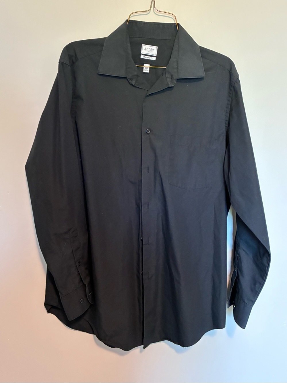Arrow USA 1851 Black Dress Shirt Men’s 15-15.5 32/33 Athletic Fit Wrinkle Free